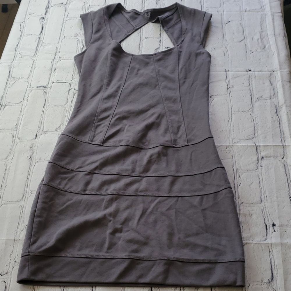 Guess Grey Cutout Fitted Mini Dress